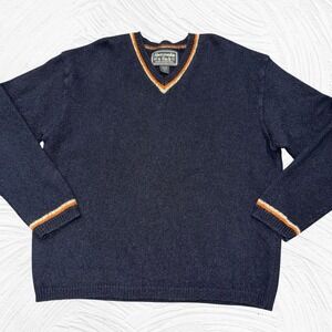 Vintage Abercrombie & Fitch Sweater XLarge 100% Wool Pullover Sweater Navy VNeck